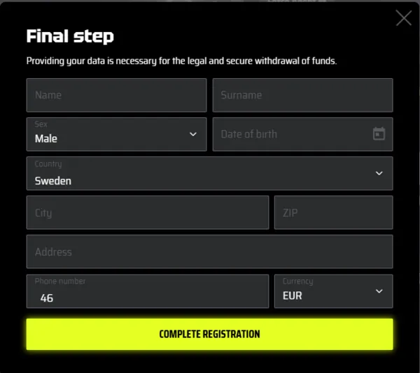 slotsvader registration page